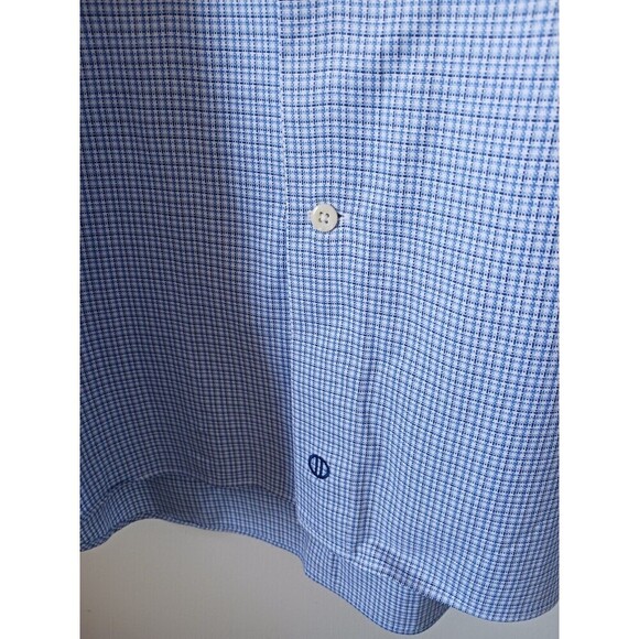 David Donahue Mens Dress Plaid Shirt Long Sleeve Button Up Blue Size 16.5 34/35 - Picture 4 of 9